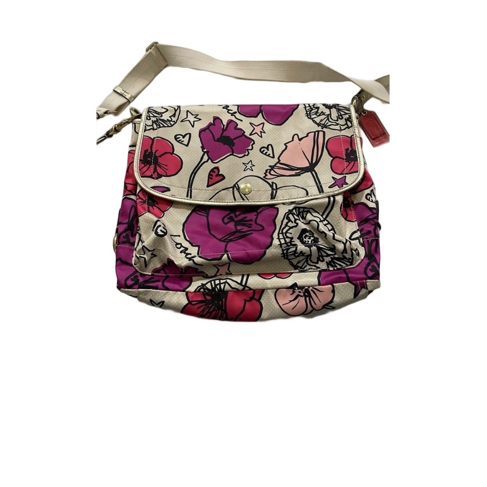 Coach Kyra Poppy Daisy Graffiti Crossbody Bag - Cream and Pink